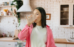 a women drinking water